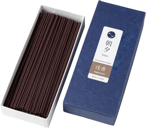 Vista 11 de Asayu Japan Varillas de incienso natural de madera de agar, tamaño de muestra de incienso japonés para relajación nocturna, yoga, meditación.