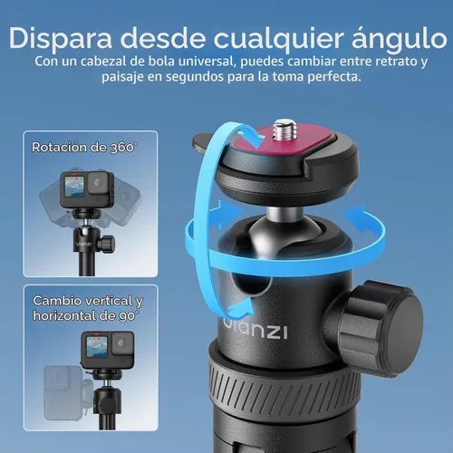Vista 7 de Soporte de trípode mejorado de 59 pulgadas con apertura automática de 4 patas, trípode de piso ULANZI TT24 Vlogging Selfie, cabeza de bola
