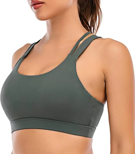 Vista 3 de Running Girl - sujetador deportivo para mujer, con tirantes acolchados y espalda cruzada, para yoga, de soporte mediano y con copas extraíbles