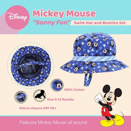 Vista 5 de Disney Mickey Mouse Sunny Fun - Gorro de natación y botines de natación de 0 a 12 meses 5013 color azul Azul Patchwork 0-12 meses