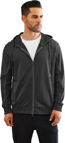 Vista 6 de Deyeek Sudaderas de diálisis con cremallera en el brazo, sudaderas con capucha y cremallera completa, chaqueta ligera de algodón de hemodiálisis