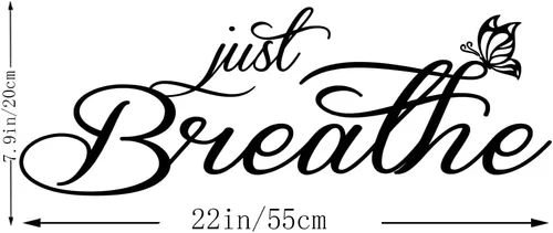 Vista 3 de Just Breathe - Calcomanía de vinilo con citas inspiradoras para pared, letras positivas, refranes, decoración de sala de estar