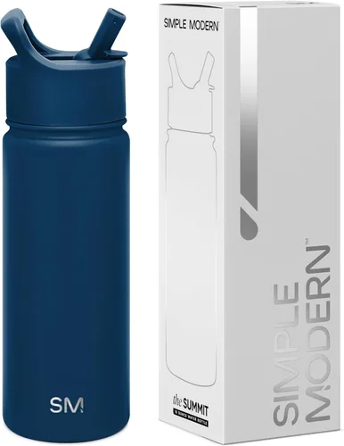 Vista 89 de Simple Modern botella de agua con tapa con pajita, termo de acero inoxidable con aislamiento al vacío, reutilizable, sin BPA, sin fugas