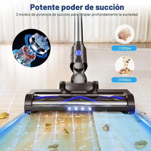 Vista 2 de AIRDIYA - Aspiradora inalámbrica, mejorada, de 40 Kpa, 8 en 1, ligera, con autosoporte, taza de polvo de 1.5 L y antienredos, recargable