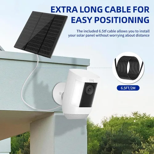Vista 5 de Paneles solares para cámara Ring al aire libre inalámbrica (Nueva Generación) Cargador de panel solar de 5W 5V con USB-C y enchufe para Spotlight
