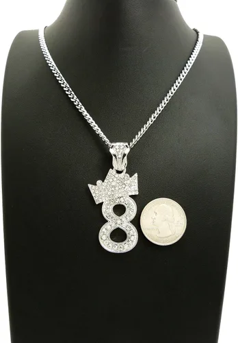 Vista 2 de Shiny Jewelers USA COLGANTE CUBANO DE CADENA CUBANA DE 3 mm24" PARA HOMBRES, Metal, Circonia cúbica