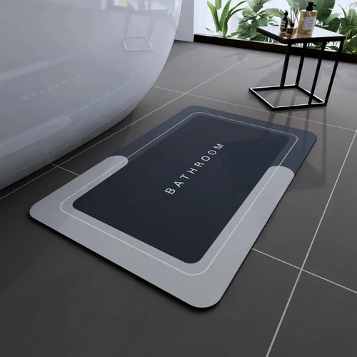 Vista 52 de Tapetes de baño antideslizantes de secado rápido, tapetes de baño de goma súper absorbentes para debajo de la puerta, tapetes de baño para baño, Azul