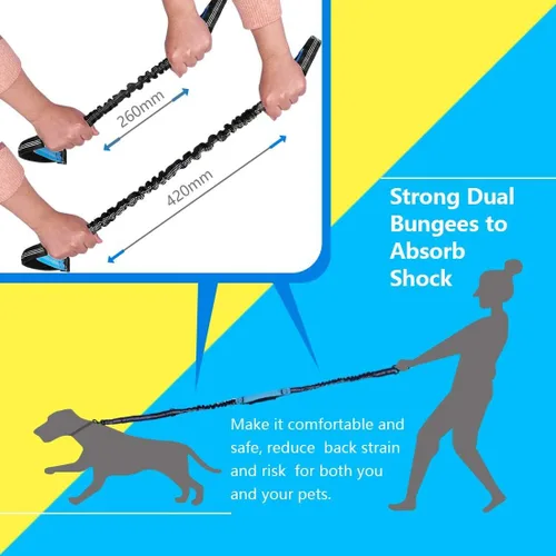 Vista 4 de Uppetly Correa de correr para perros manos libres con cinturón ajustable, cuerda elástica de doble asa retráctil para perros pequeños y medianos