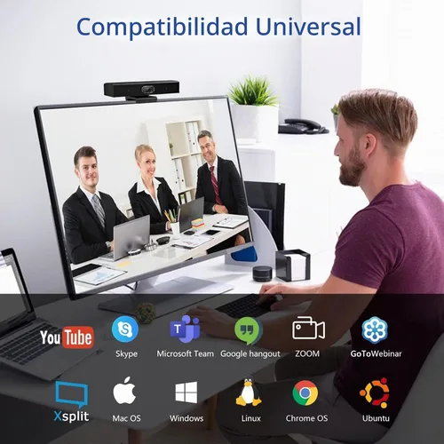 Vista 7 de Cámara de sala de conferencias, 3 en 1, cámara web Full HD de 1080p con micrófono y altavoz, USB Plug and Play, cámara de videoconferencia de gran