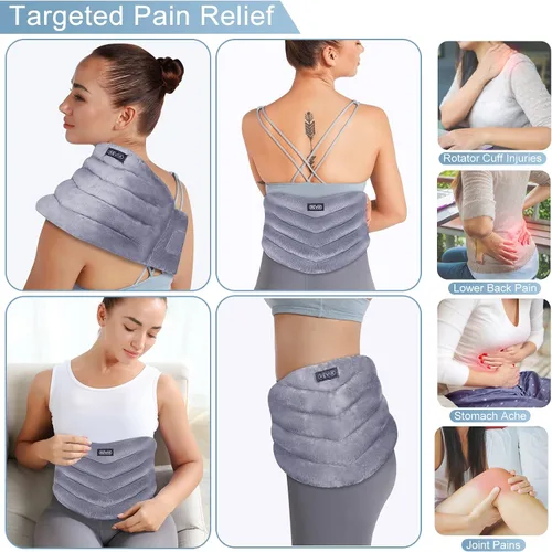 Vista 3 de REVIX Almohadilla térmica para microondas para cuello y hombros y almohadilla térmica para microondas para la espalda, envoltura de cuello calentada