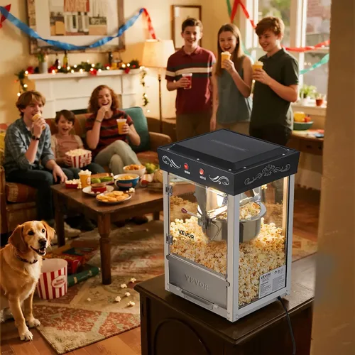 Vista 8 de VEVOR Máquina de palomitas de maíz, hervidor de acero inoxidable de 8 onzas, fabricadora comercial de palomitas de maíz de mostrador de 800W