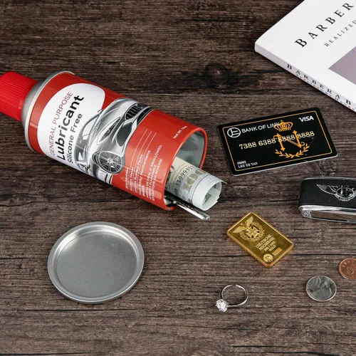 Vista 7 de BarGifts Caja Fuerte Oculta Lata de Aerosol Falsa con Compartimento Oculto, Almacenamiento Oculto Mantiene Tus Objetos de Valor Seguros Como Dinero