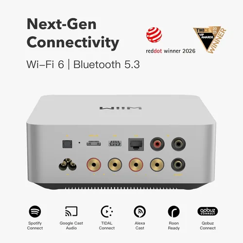Vista 2 de WiiM Amp Ultra con control remoto por voz 2 Amplificador de transmisión de 100W con DAC ESS ES9039Q2M premium y amplificadores TI TPA3255 duales