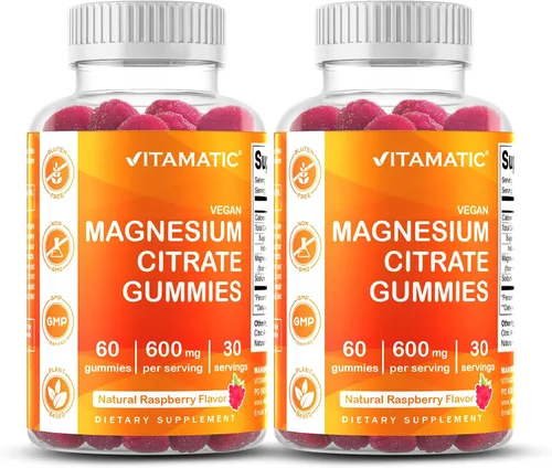 Vista 9 de Vitamatic Gomitas de magnesio de 600 mg por porción, 60 veganas para relajación, músculos, huesos y apoyo energético