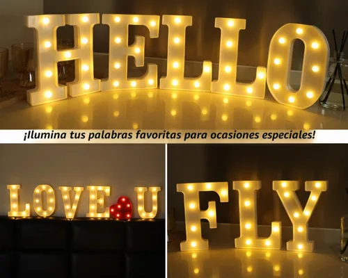 Vista 7 de Letras de luz LED, letras decorativas blancas cálidas de la carpa Luz cálida-H