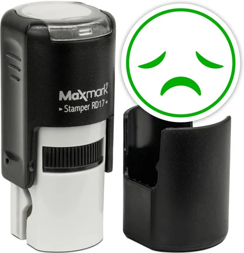 Vista 32 de MaxMark Sello de Emoji Autoentintado Redondo - Enojada - Tinta Negra