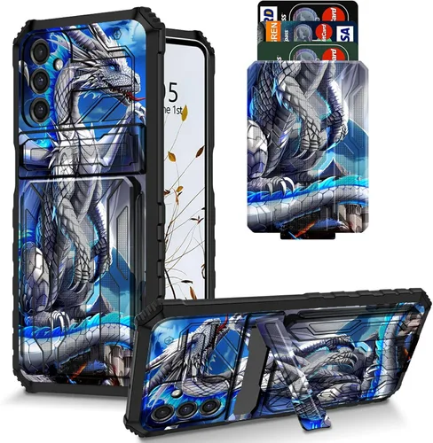 Vista 33 de Funda para Galaxy S21 FE 5G 2022 con soporte, funda de doble capa de policarbonato duro de TPU suave, estampado de vaca, estampado animal