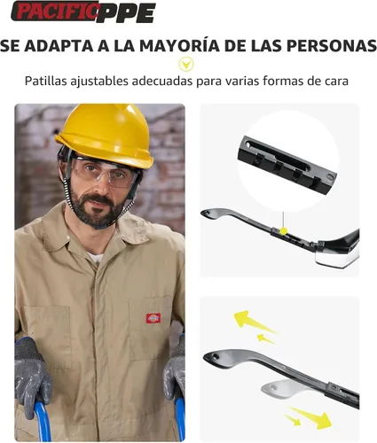 Vista 5 de PACIFIC PPE Paquete de 2 lentes de seguridad para hombres y mujeres, ANSI Z87 antivaho con lentes envolventes transparentes resistentes a