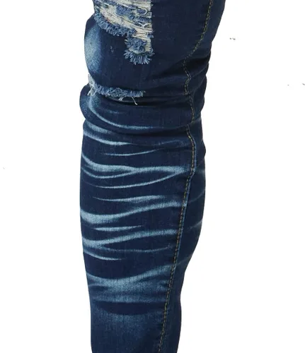 Vista 6 de HUNGSON Pantalones de mezclilla ajustados rasgados para hombre