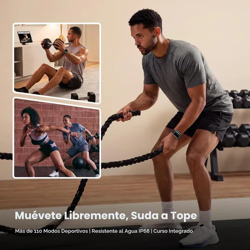 Vista 5 de Relojes inteligentes para hombre, Android y iPhone, 1.8 pulgadas HD Alexa reloj inteligente integrado con llamadas Bluetooth, IP68 impermeable Negro