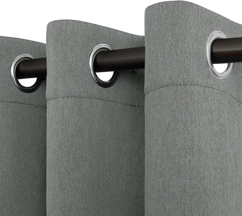 Vista 24 de Easy-Going - Cortinas opacas con aspecto de lino para oscurecer la habitación, con ojales para ventana, cortinas para dormitorio, sala de estar