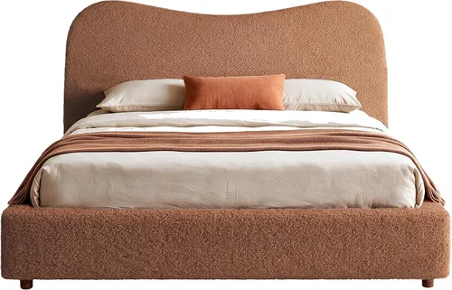 Vista 8 de UNIZONE Estructura de cama de tamaño matrimonial con cabecera tapizada Marrón