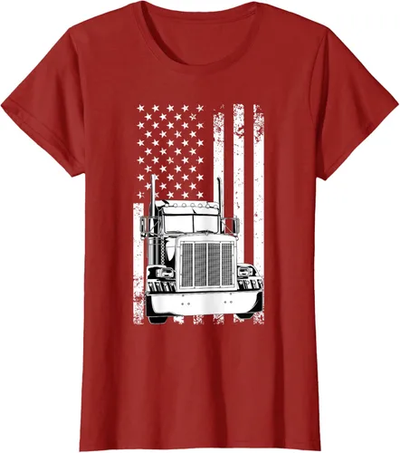 Vista 43 de Camión conductor bandera americana camionero vintage hombres mujeres regalo camiseta