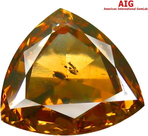 Vista 5 de 1.03 ct Corte de trillón certificado AIG (0.276 x 0.276 in) sin calentarsin tratar naranja amarillo diamante diamante suelto, Diamante natural