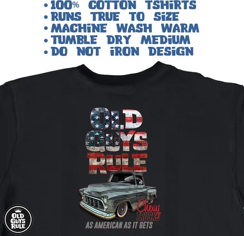 Vista 3 de OLD GUYS RULE Camiseta gráfica para hombre American As It Gets - 4 de julio Día del Padre Día de los Caídos - Camiseta novedosa para camiones Negro