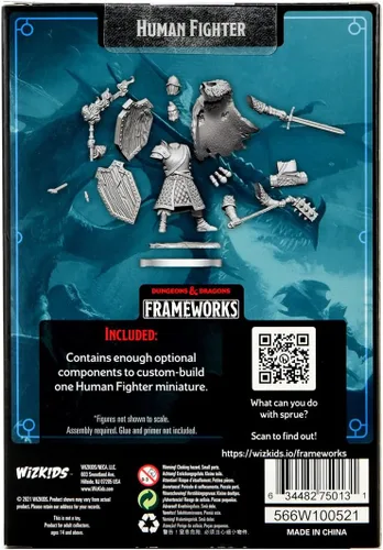 Vista 2 de WizKids D&D Frameworks: Human Fighter Male - Sin pintar y sin ensamblar