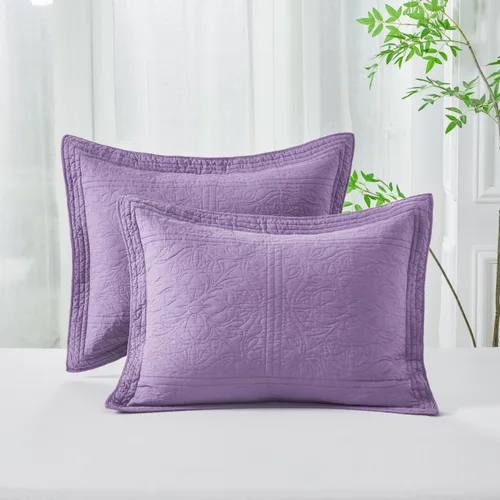 Vista 24 de WINLIFE Funda de almohada acolchada 100% algodón con estampado floral tamaño estándar (azul bebé)