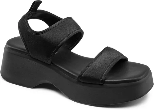 Vista 3 de DREAM PAIRS Sandalias de plataforma elegantes de verano para mujer, tacones gruesos de cuña baja y cómodas