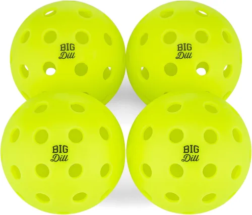 Vista 4 de Big Dill Pickleball Juego de 4 raquetas de madera y bolas de pepinillo - Kit de pickleball para principiantes con bolas y bolsa de transporte