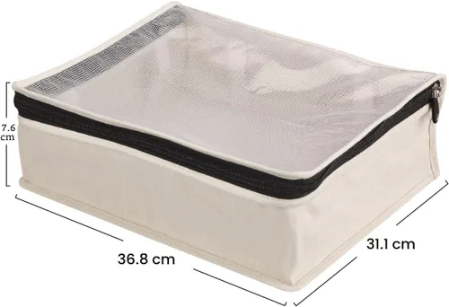 Vista 3 de Household Essentials 3321-1 Cedarline - Bolsa para suéter con cremallera de lona de algodón natural Bolsa de almacenamiento para armarios y debajo