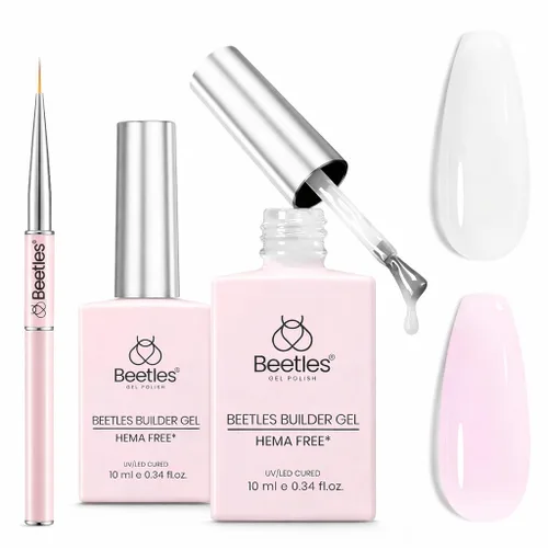 Vista 13 de Beetles - Gel constructor para uñas, 2 unidades de gel transparente 8 en 1 para ápice instantáneo, fortalecimiento y extensión, apto