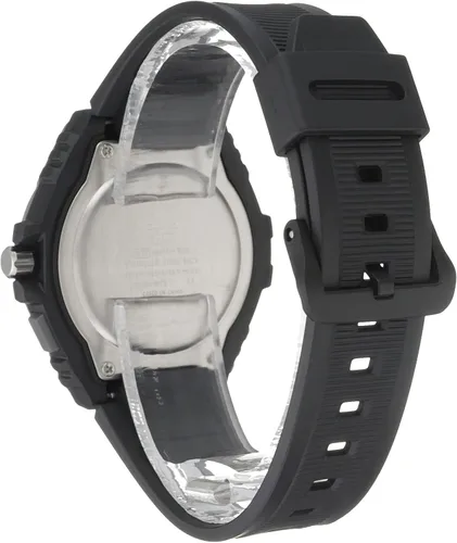 Vista 3 de Casio Illuminator Reloj deportivo de cuarzo para hombre con correa de resina negra Bisel de metal resistente Modelo MWA100H-1A2V Silver-Tone