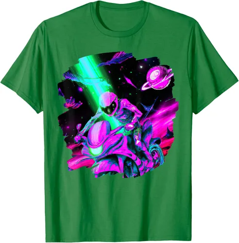 Vista 5 de Camiseta de motociclista espacial para motociclista astronauta, Negro, S