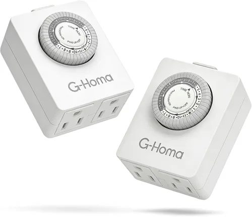 Vista 9 de G-Homa Temporizadores para Tomas Eléctricas, Temporizador Mecánico Enchufable para Interiores de 24 Horas, Intervalos de 30 Minutos, Ciclo Diario