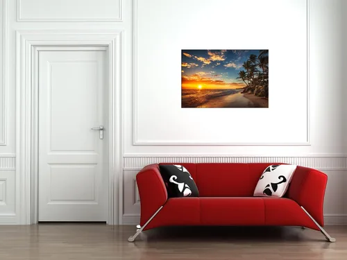 Vista 6 de DZL Art S74769 - Impresión de Pintura en Lienzo Paraíso Isla Tropical Playa con Palmeras Impresión Fotográfica Imágenes de la Naturaleza Arte