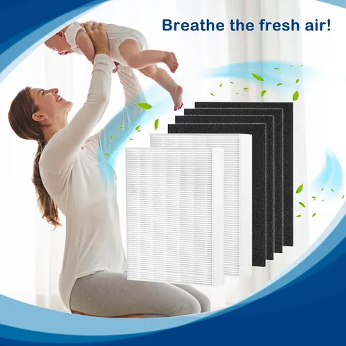 Vista 6 de Filtro HEPA Air108 de repuesto compatible con purificadores de aire Oreck AirInstinct 75, 100, 108, 150, 200, incluyendo 2 filtros HEPA Ture y 4
