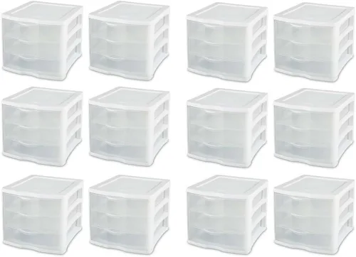 Vista 12 de Sterilite Organizador de 3 cajones, almacenamiento transparente