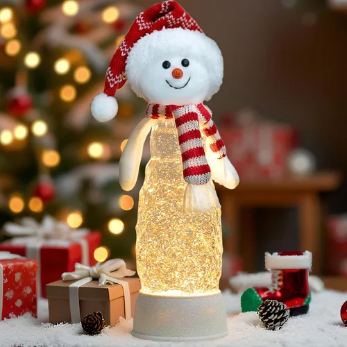 Vista 18 de Globos de Nieve de Navidad, Farol de Agua de Navidad con Carruaje e Iglesia Azul, Música y Temporizador de 6 Horas, Faroles Iluminados con Cable