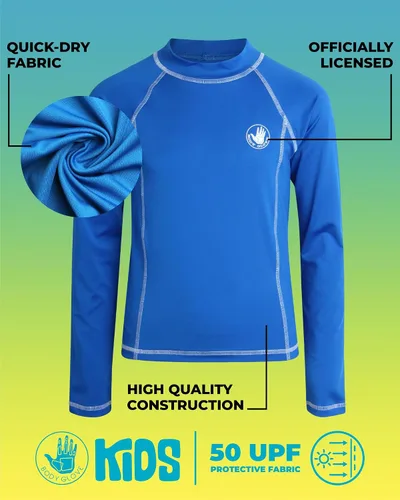 Vista 2 de Body Glove Camiseta de natación para niños, protección solar UPF 50+, secado rápido, manga larga, protección contra erupciones para niños, jóvenes