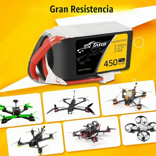 Vista 4 de TATTU Batería LiPo de 11.1V 3S 450mAh 75C con enchufe XT30 (2 piezas)