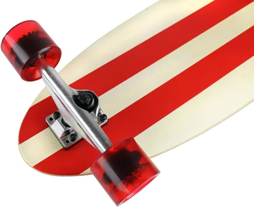 Vista 3 de Paradise Longboard Kicktail Complete Cruiser - Monopatín con rayas rojas, 9 x 44 pulgadas
