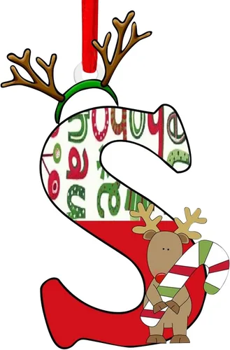 Vista 23 de Decoración colgante para árbol de Navidad de 26 letras, adornos para árbol de Navidad, adornos personalizados de 26 letras, decoración de Navidad