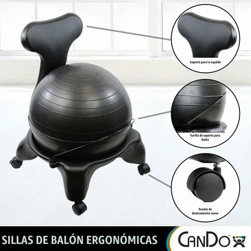 Vista 4 de CanDo Silla de bola móvil de plástico para adultos Azul