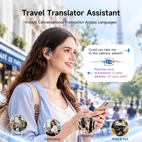 Vista 9 de Auriculares de traducción AI en tiempo real Auriculares de traductor de 198 Azul real