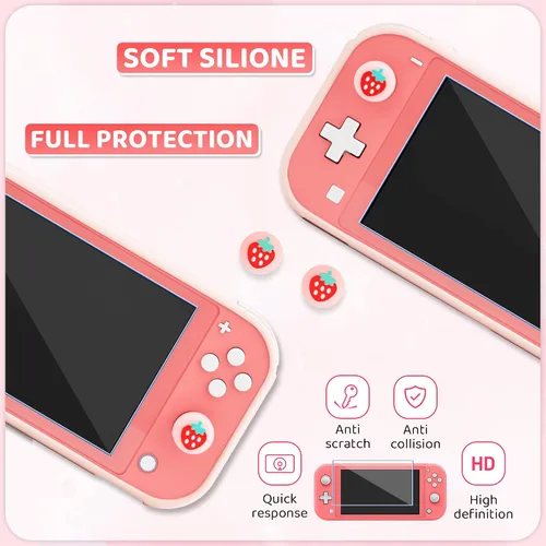 Vista 5 de RHOTALL Funda de transporte para Nintendo Switch Lite, bonita funda de accesorios para Switch Lite con carcasa protectora de TPU, correa de hombro