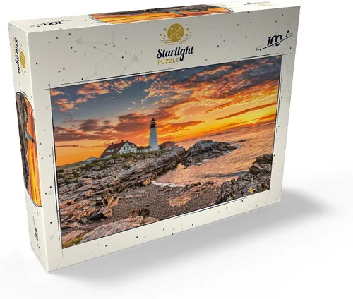 Vista 2 de MyPuzzle Portland Lighthouse At Sunrise in New England Maine USA - Rompecabezas prémium de 100 piezas para adultos